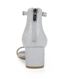 Jewel Badgley Mischka Lydia Evening Sandals Shoes Silver Tone Glitter Gray 11M