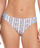 Jessica Simpson Textured Floral-Print Striped Bikini Swim Bottom White Multi XL