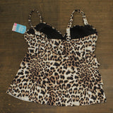 Swim Solutions Plus Size Triple Tier Tankini Swim Top Hidden Spots Brown 16W