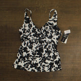 Island Escape Monterey V-Neck Swim Tankini Top N760933 Black / White 8