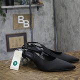 A New Day Womens Simone Rhinestone Ball Heels Disco Slingback Satin Black 9M