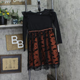 Cat & Jack Girls Adaptive Long Sleeve Halloween Tulle Dress Black / Orange L