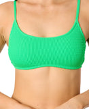 Salt + Cove Rib Scrunch Scoop-Neck Bralette Bikini Top Mint Tea Green XS