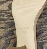 Nine West Womens Pruce Heeled Sandal Block Heel Natural Leather Brown 8.5M