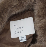 A New Day Womens Faux Fur Zip Up Jacket 94745753 Brown 2XL