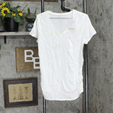 Isabel Maternity By Ingrid & Isabel Maternity Shirred V-Neck T-Shirt Tee White L