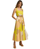 Donna Karan Womens Petite PrintedA-Line Dress KT4G22B6 Fawn Green Mutli 2P