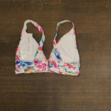 Anne Cole Womens Watercolor Paisley Shirred Bikini Top Swim Multi White M