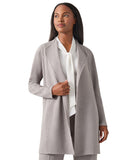 Kasper Womens Draped Open Front Jacket 10909049 Pebble GRay XL