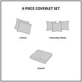 Madison Park Classic Set 6-Piece Cotton Blend Floral Taupe Purple Full / Queen