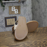 Lucky Brand Womens Elsie Double Band Round Toe Wedge Sandals Bone Brown 6M