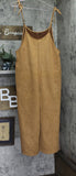 Cupshe Camel Faux Suede Knit Wide Leg Sleeveless Jumpsuit Beige Khaki Brown S
