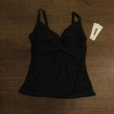 DKNY Twist Front Tankini Top Swim Bikini DIMKS208 Black L