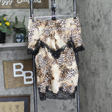 INC International Concepts Shortie Pajama Set 2-Piece Mixed Animal Brown M