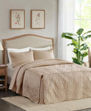 Madison Park 3-piece Split Corner Pleated Bedspread Set Damask Full / Queen