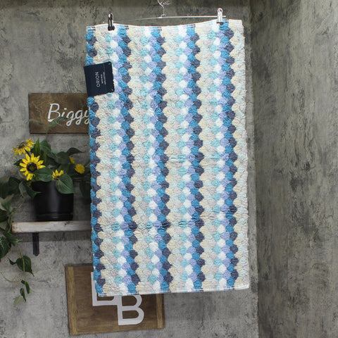 Orion Rectangle Geometric Bath Rug Blue Multi 20x32