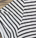 Freshman Juniors Knit Striped Lace-Up T Shirt Top Black / White XL