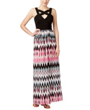 Crystal Doll Juniors Cutout Printed Maxi Dress Black Multi 3