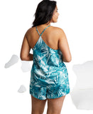 State of Day Womens Crepe De Chine Pajama Sleep Shorts Palm Blue Green S