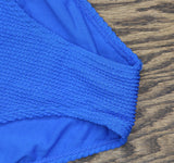 Salt + Cove Ribbed Banded High-Waist Swim Bikini Bottoms Cosmic Cobalt Blue S