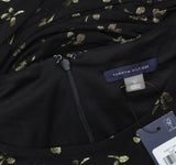 Tommy Hilfiger Womens Printed Ruched-Waist Dress A4IJ114A Black / Gold 12