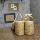 A New Day Raffia Block Heel Crisscross Sandal Open Toe Natural Tan Brown 9.5M