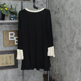 24seven Comfort Apparel Womens Colorblock Plus Size Tunic Top Black Multi 2X