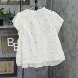 Black Tape Plus Size Printed Cotton Flutter-Sleeve Top Garden Way Off white 2X
