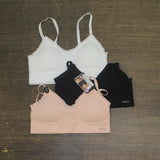 MeMoi Womens 3-Pack Seamless Padded Ribbed Bralette Pink Multi S