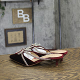 A New Day Womens Gwen Rhinestone Bow Heels Velvet 94656736 Burgundy Red 6.5M