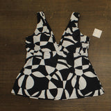 Raisins Womens Tanzania Swim Tankini Top 19601916675 Black White Multi 16W
