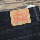 Levi's Distressed Upcycle Straight Leg 505 Jeans Black Wash See Measurements
