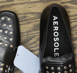 Aerosoles Womens Studded Tailored Loafer Faux Leather Black / Silver 8M