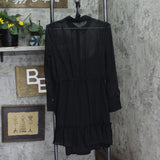 Bar III Womens Tie Front Petite Ruffled Mini Dress Black PL
