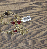 MCYS Fashion Open Link Bezel Set Long Station Necklace Gold / Red 30' + 3"