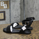 Sun + Stone Womens Miiah Faux Leather Flat Sandals 10012599400 Black 5.5M