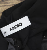 DKNY Womens Short Sleeve Leather Detail Flare Sheath Dress DD3J1489 Black 10