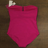 DKNY Womens Textured Shirred One-Piece Swimsuit DIMMS605 Wildberry Pink 2XL