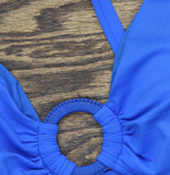 Lauren Ralph Lauren Club Solid Macrame Ring Top Swim Bikini Electric Blue 10