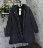 Universal Thread Zip Snap Closure Drawstring Hood Parka Jacket Coat Black 2XL