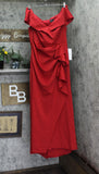 Xscape Womens Plus Size Long Off the Shoulder Scuba Crepe Dress Gown Red 16W