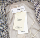 Mango Womens Double-Breasted Check Blazer Coat Jacket Charlotte Brown Multi 2XL