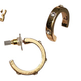 Unique Designs Womens Trio Earring Set Hoops Studs Rhinestones Gold Yellow