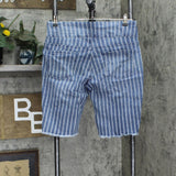 DG2 Womens Classic Stretch Pull-On Bermuda Short Midtone Stripe Blue PL