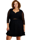 City Studios Womens Trendy Plus Size Glitter Open-Front Shrug Black 3X