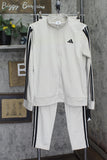 Adidas Boys Long Sleeve Jacket & Pants 2-Piece Set Natural Brown / Black XL