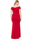 XSCAPE Womens Long Off the Shoulder Scuba Crepe Dress Gown 4793XW Red 16W