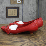 BCBGirls Womens Vintage Leather Pull On Short Heels Salsa Red 6.5M