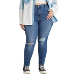 Levis Womens Plus Size 721 High Rise Skinny Jeans Straight Through Blue 24W