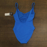 California Waves Womens Solid Popcorn Scrunch One Piece Swimsuit Cobalt Blue S